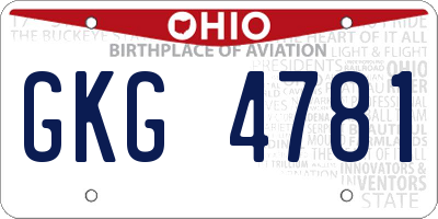 OH license plate GKG4781