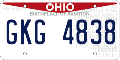 OH license plate GKG4838