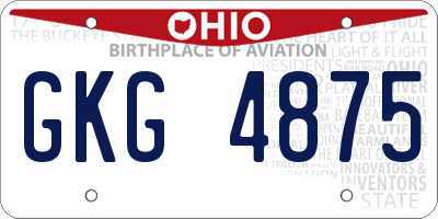 OH license plate GKG4875