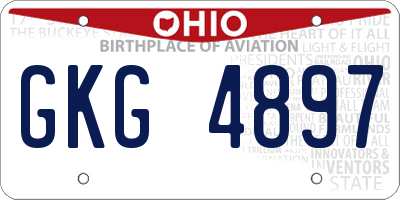 OH license plate GKG4897