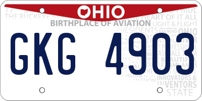 OH license plate GKG4903