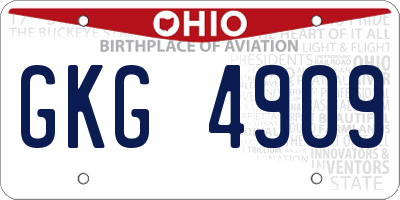 OH license plate GKG4909