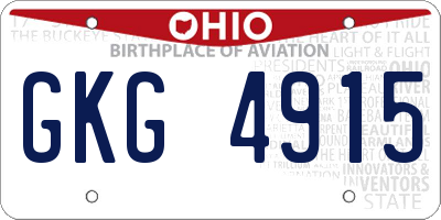 OH license plate GKG4915