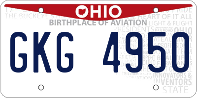 OH license plate GKG4950
