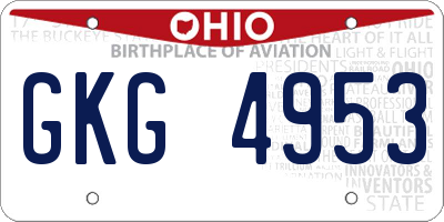 OH license plate GKG4953