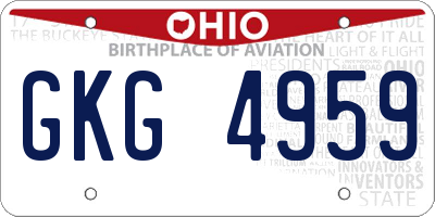 OH license plate GKG4959