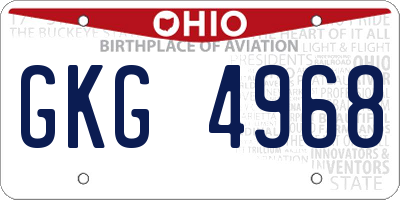 OH license plate GKG4968