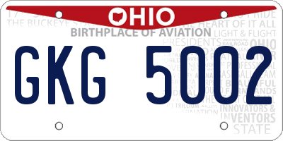 OH license plate GKG5002