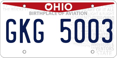 OH license plate GKG5003