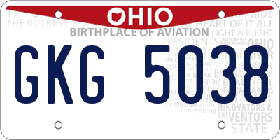 OH license plate GKG5038