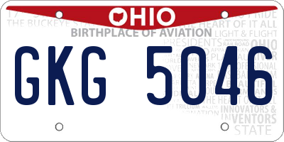 OH license plate GKG5046