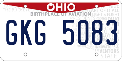 OH license plate GKG5083