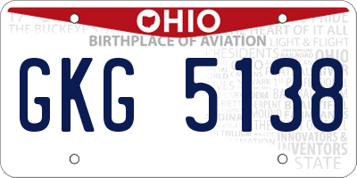 OH license plate GKG5138