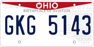 OH license plate GKG5143