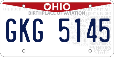 OH license plate GKG5145