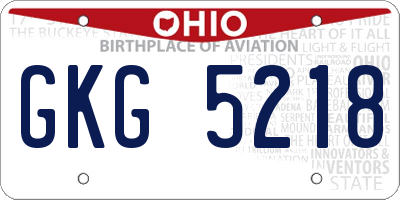 OH license plate GKG5218