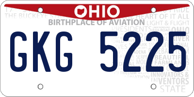 OH license plate GKG5225