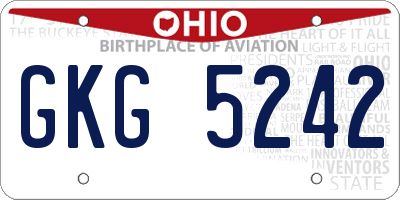 OH license plate GKG5242
