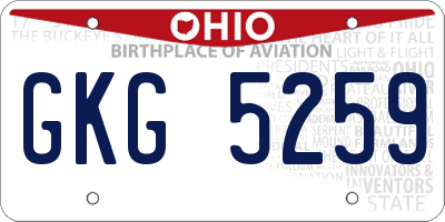 OH license plate GKG5259