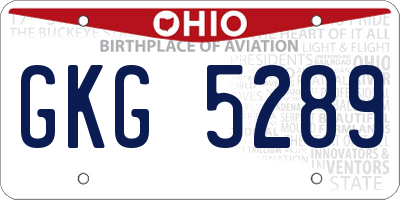 OH license plate GKG5289