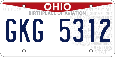 OH license plate GKG5312