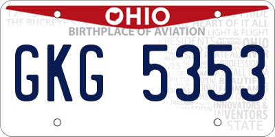 OH license plate GKG5353