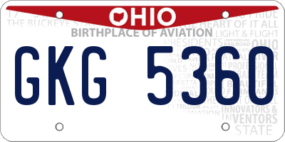 OH license plate GKG5360