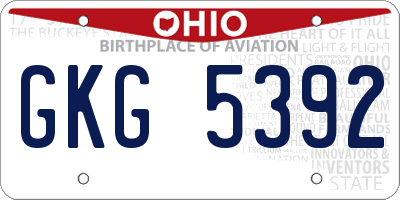 OH license plate GKG5392