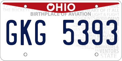 OH license plate GKG5393