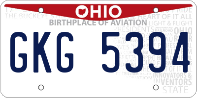 OH license plate GKG5394