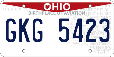 OH license plate GKG5423