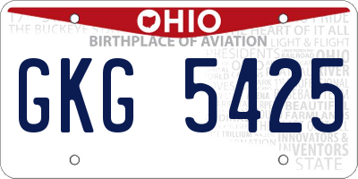 OH license plate GKG5425