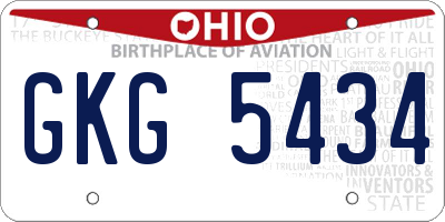 OH license plate GKG5434