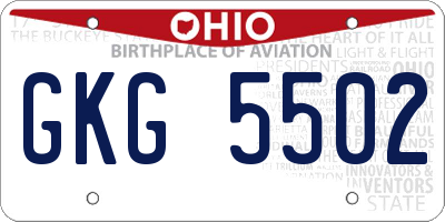 OH license plate GKG5502