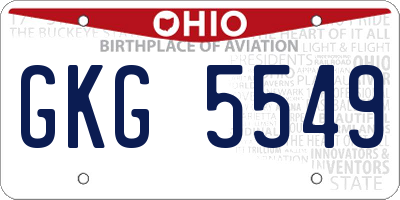 OH license plate GKG5549