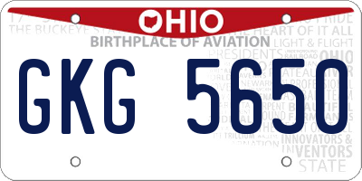 OH license plate GKG5650