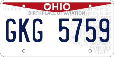 OH license plate GKG5759