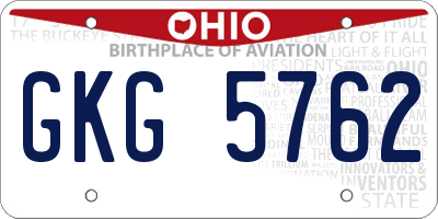 OH license plate GKG5762