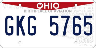 OH license plate GKG5765