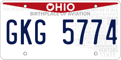 OH license plate GKG5774