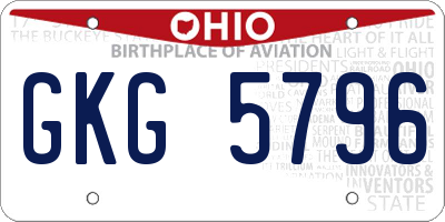 OH license plate GKG5796