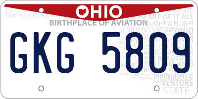OH license plate GKG5809