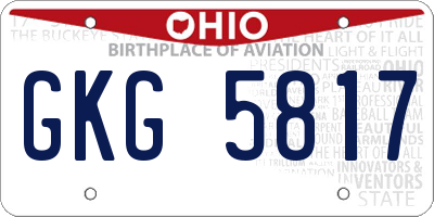 OH license plate GKG5817