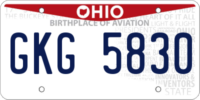 OH license plate GKG5830