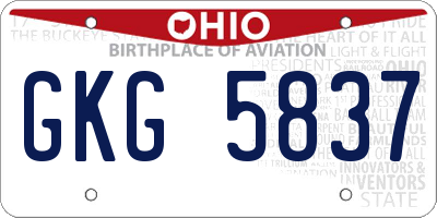 OH license plate GKG5837