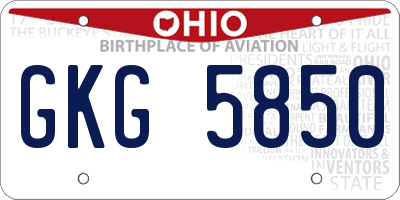 OH license plate GKG5850