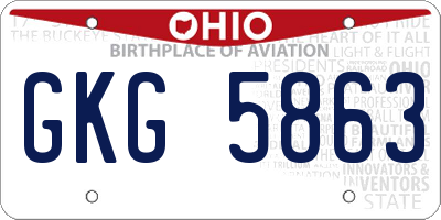 OH license plate GKG5863
