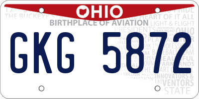 OH license plate GKG5872