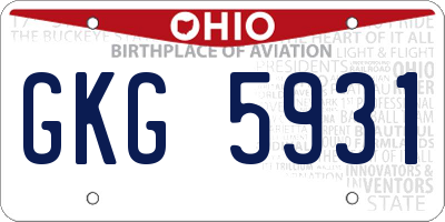 OH license plate GKG5931