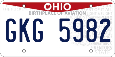 OH license plate GKG5982